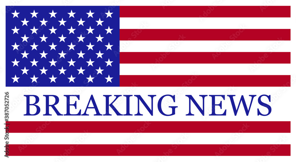 Breaking news logo on US flag background. Illustration Breaking news logo on US flag background. Illustration