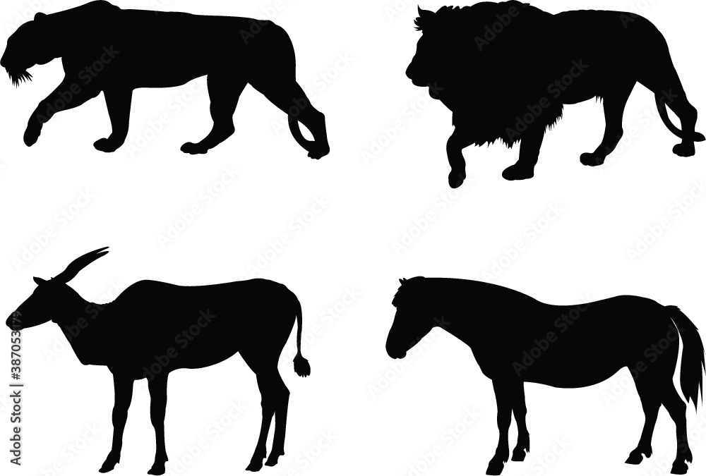silhouettes of wild animals