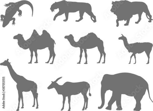 wild animals silhouettes set