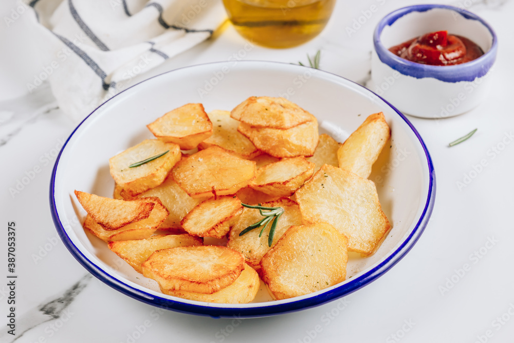 Homemade french fries, made from hand cut potatoes