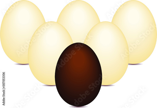 three eggs on white