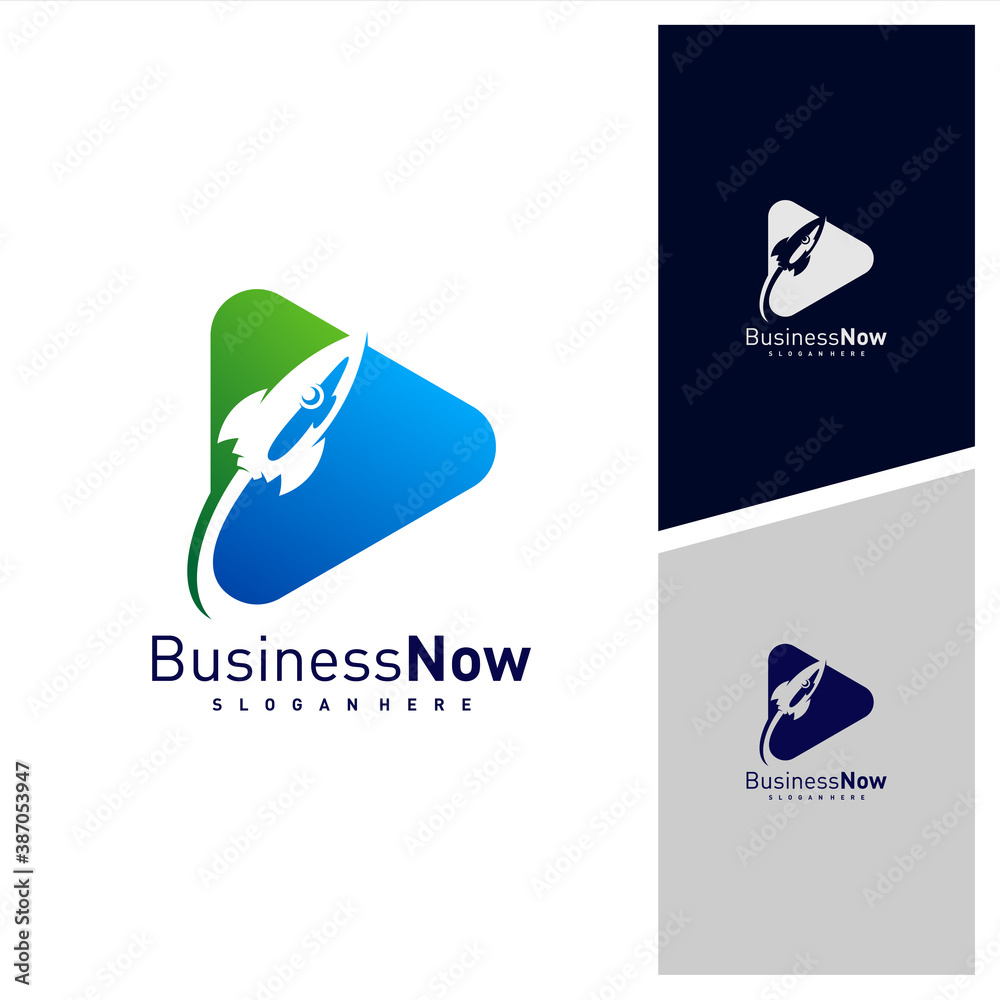Play Rocket logo design vector template, Illustration Rocket design Concept, Icon symbol Play Rocket logo design vector template, Illustration Rocket design Concept, Icon symbol