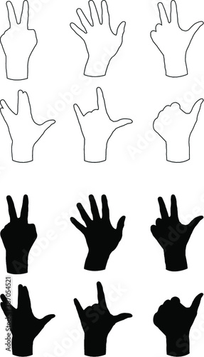 set of hands silhouettes
