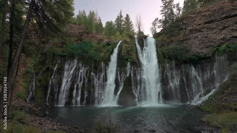 Beautiful Burney Falls in California. Static 4k video Beautiful Burney Falls in California. Static 4k video