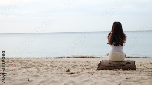 sea sand ocean girl alone
