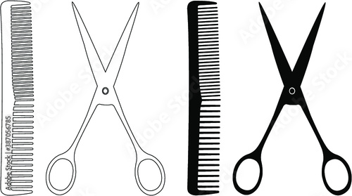 set of scissors and comb