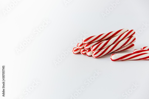 Peppermint Stick Candy Cane on White Background