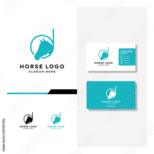 letter d horse logo design and business card vector