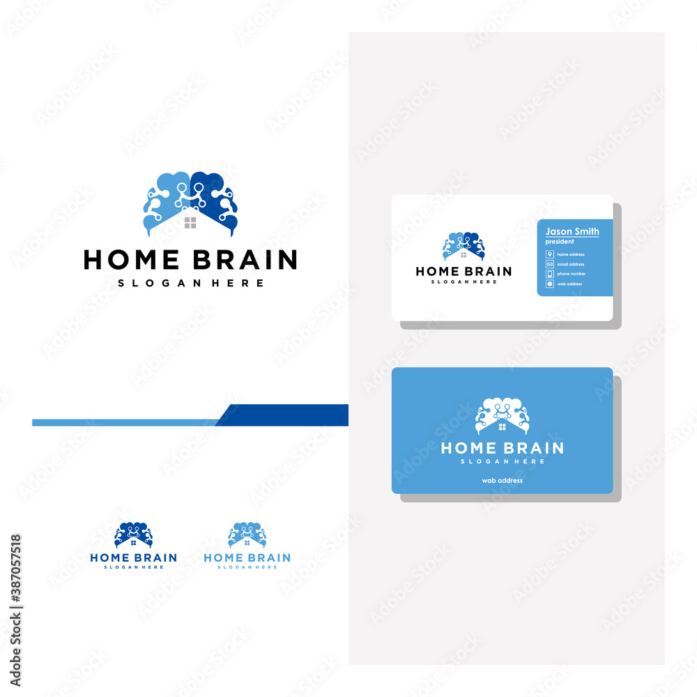 brain home logo design and business card vector brain home logo design and business card vector