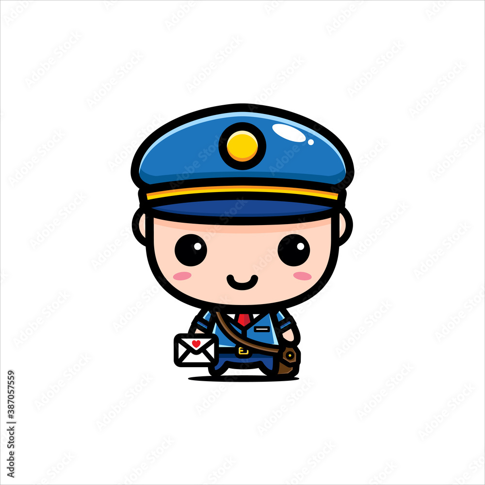 cute postman character vector design