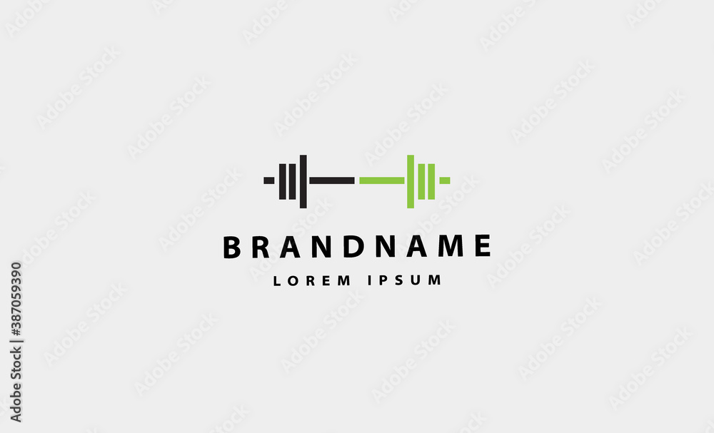 barbell bodybuild fitness logo design vector