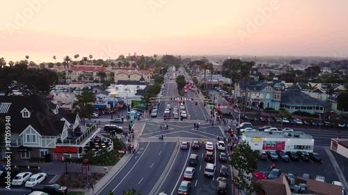 Aerial shot of Carlsbad Village in San Diego, California photo