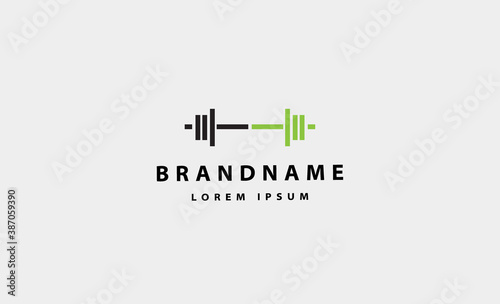 barbell bodybuild fitness logo design vector