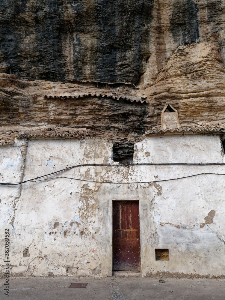 View of Streets and Houses on Rocks in Setenil de las Bodegas city
