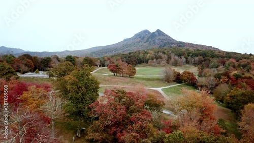 Grandfather Mountain NC, McRae Meadows in Foreground, Grandfather Mountain North Carolina Aerial photo