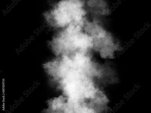 white smoke cloud on Isolated black background . Misty fog effect texture overlays for text or space