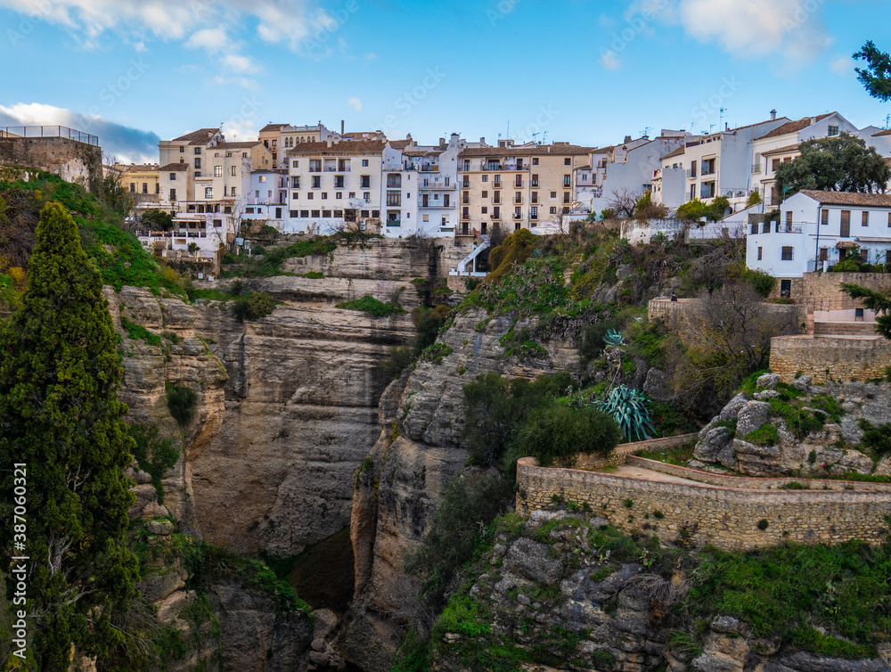 houses on the cliff in the city of ronda