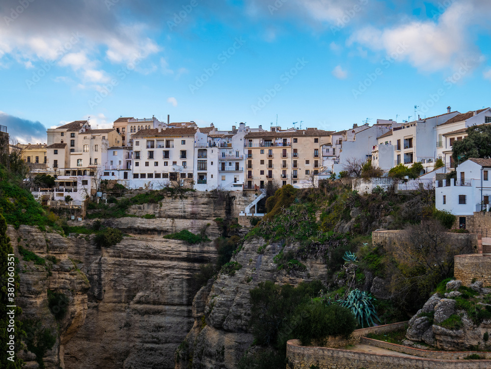 houses on the cliff in the city of ronda