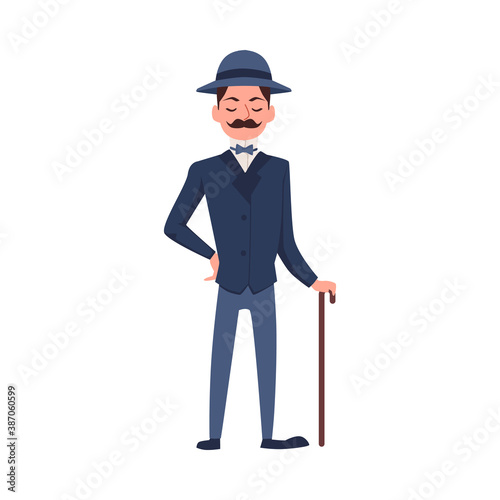Flat cartoon vector isolated illustration of victorian english male aristocrat