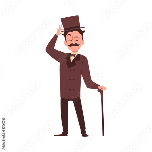 Gallant victorian english aristocrat a flat isolated vector illustration