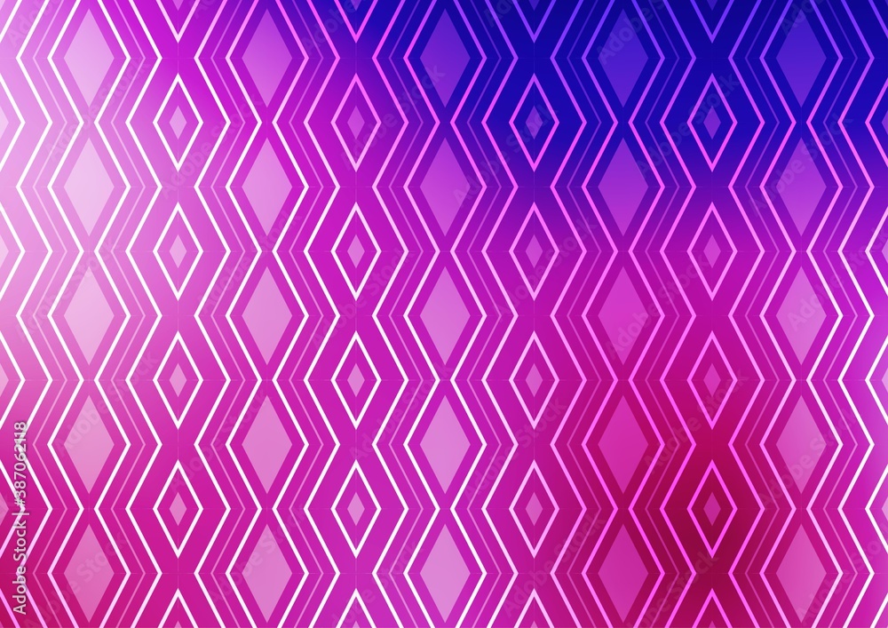 Fototapeta premium Light Pink, Blue vector background with lines, rhombuses.