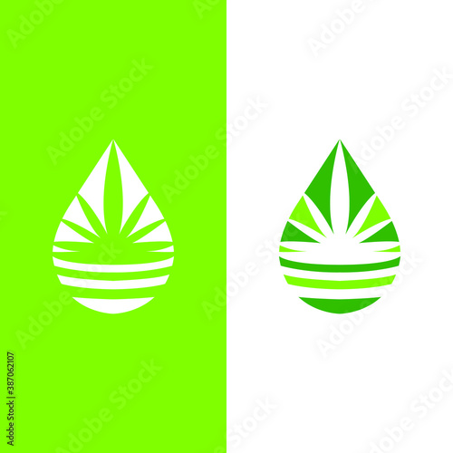 leaf canabis oil  logo design vector