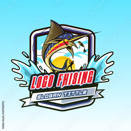 logo fish jump in hook