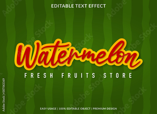 watermelon text effect template with 3d bold style use for logo and business brand