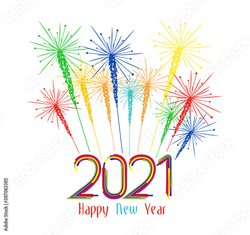 Happy new year fireworks 2021 holiday background design