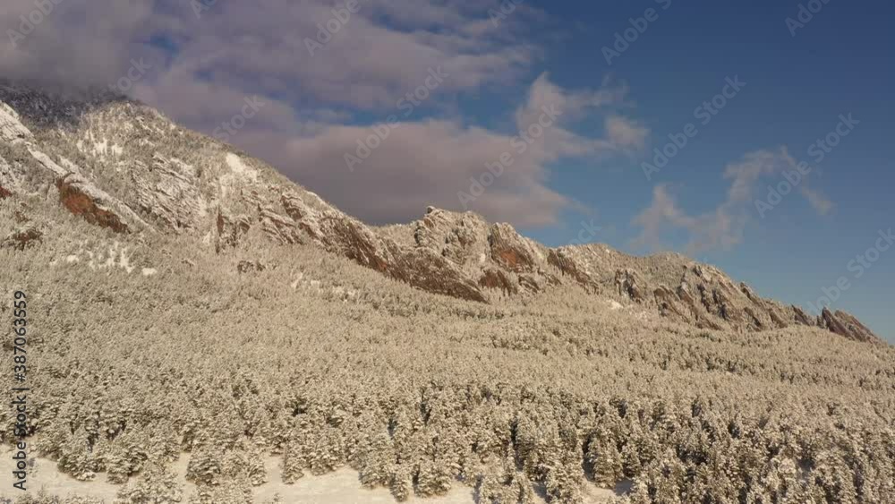 Aerial shot of the mountains near Boulder Colorado covered by fresh snow. Aerial shot of the mountains near Boulder Colorado covered by fresh snow.