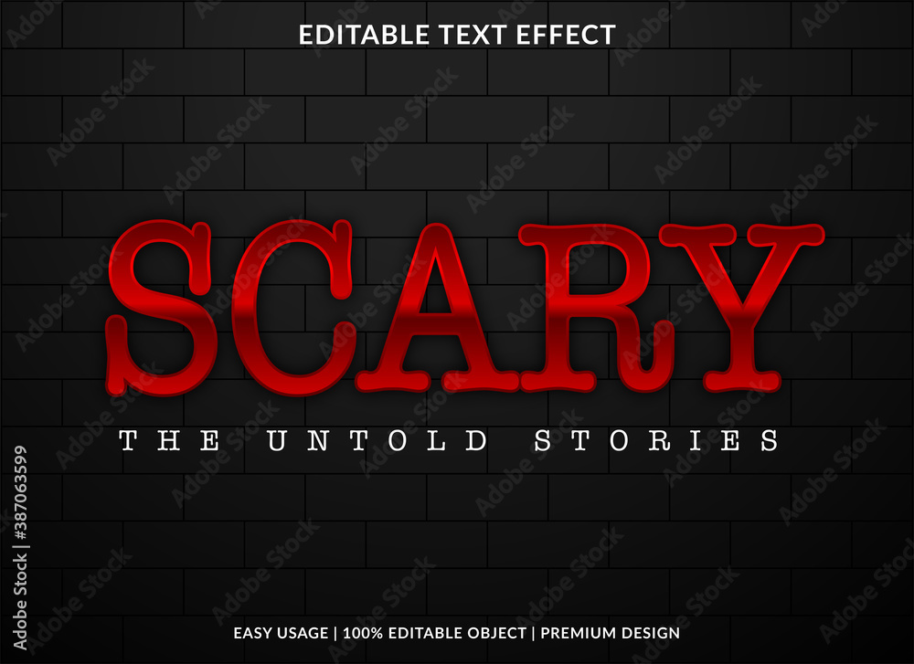 scary text effect template with 3d bold style use for logo and business brand