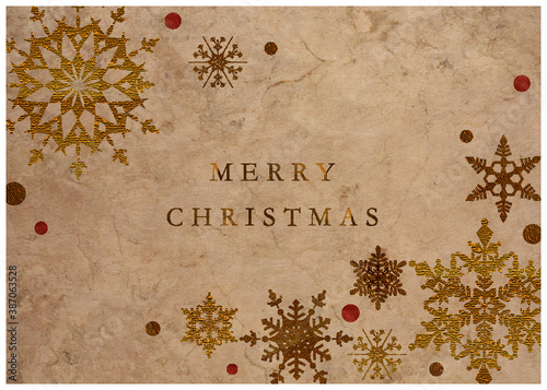 クリスマス 古紙 金テクスチャ 背景