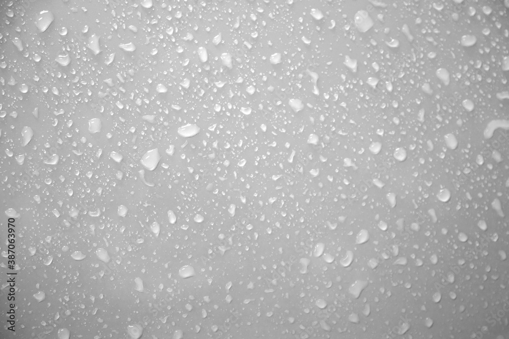 Water droplets on a white background.Cooling symbol and relaxation.