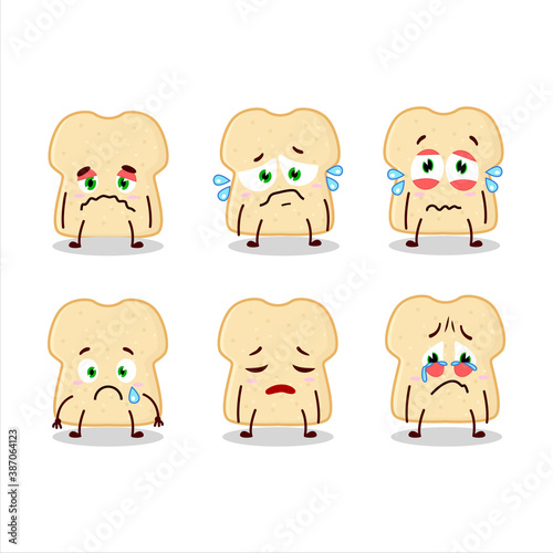 Slice of bread cartoon character with sad expression