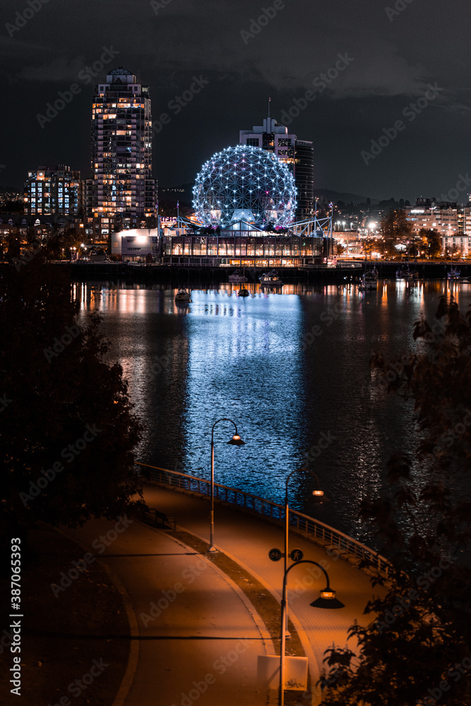 Vancouver City Skyline At Night