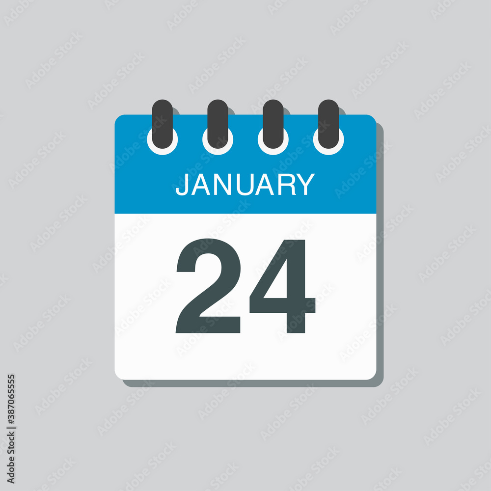 Icon day date 24 January, template calendar page Icon day date 24 January, template calendar page