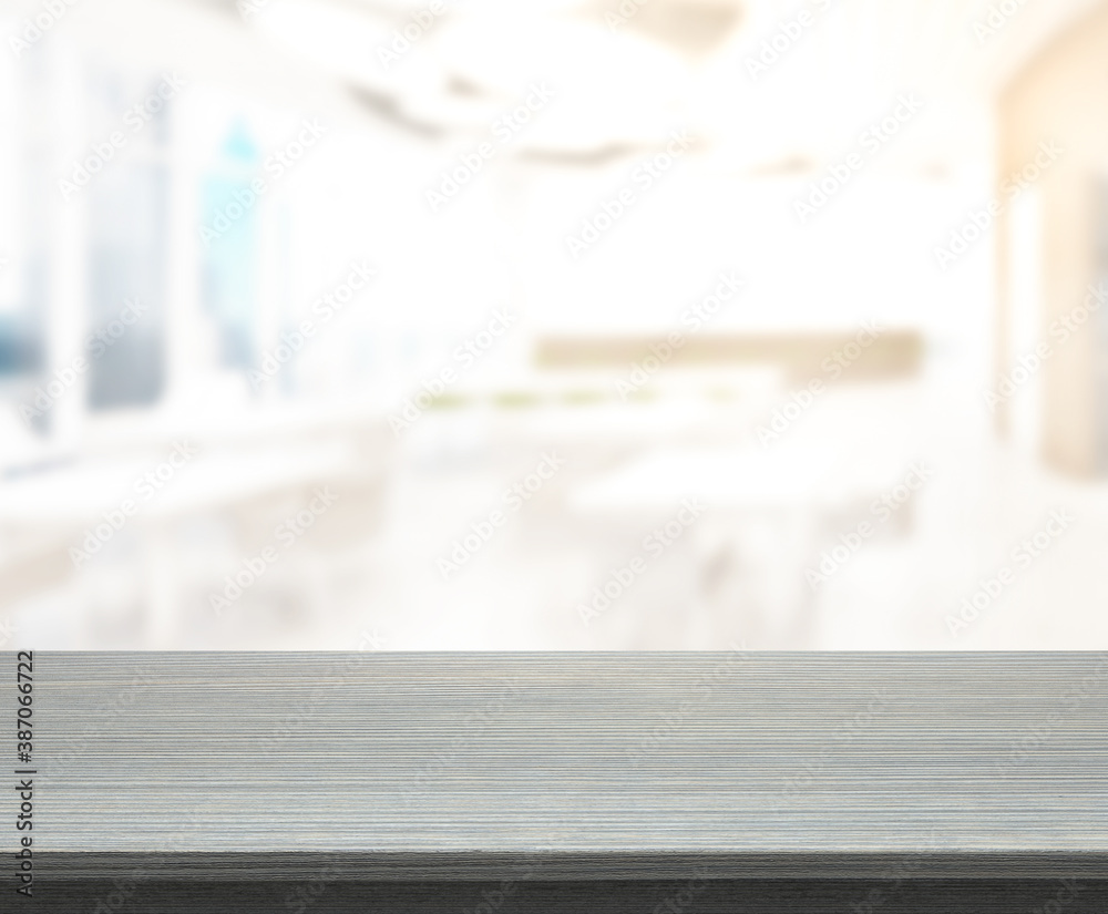 Fototapeta premium Table Top And Blur Restaurant Of Background