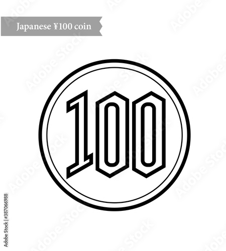 Japanese 100 yen coin bank illustration