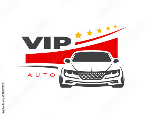 Vip auto silhouette car premium logo white background color