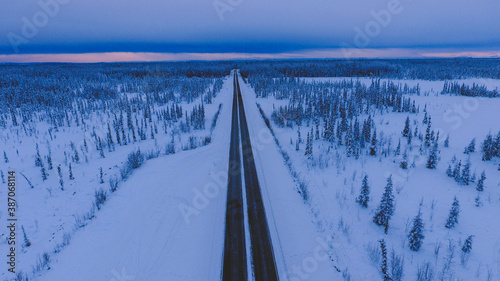 Aerial Winter forest after snow, Fairbanks, Alaska © youli