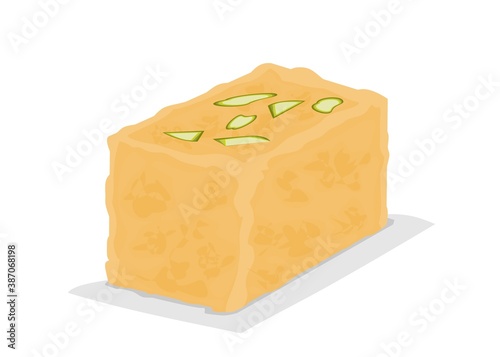 Barfi indian Sweet Dish Food Vector