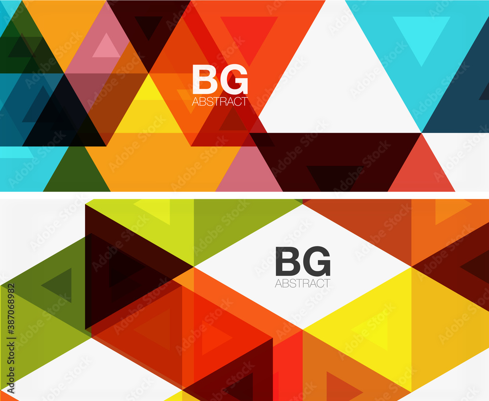 Set of mosaic triangle pattern abstract backgrounds. Modern templates for covers, banners, flyers and posters and other templates