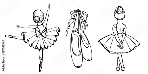 
set two little ballerinas and pointe in line