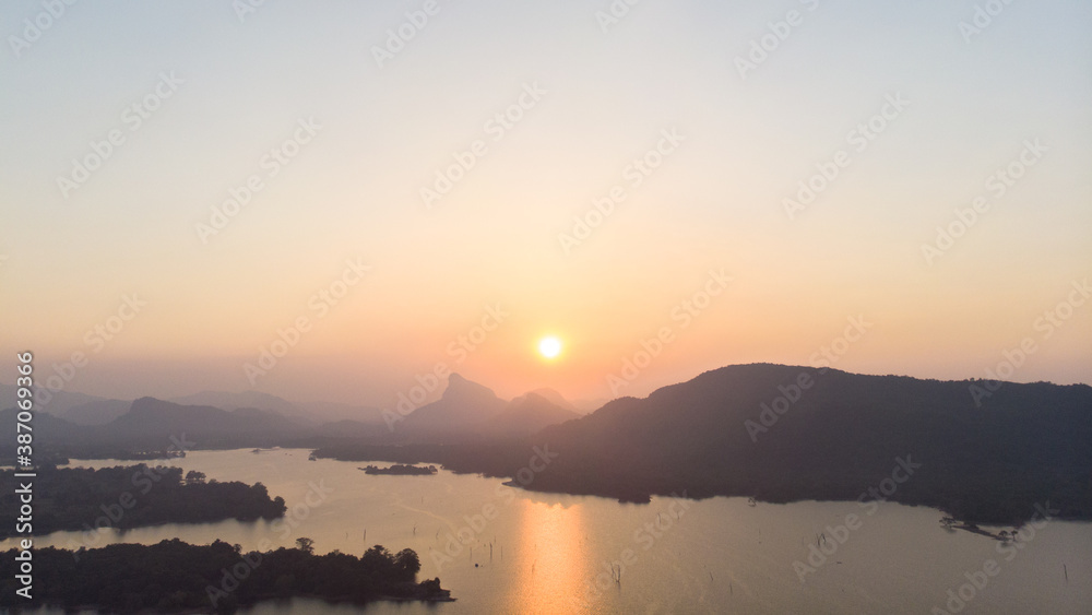 Sun rise over the lake Sun rise over the lake