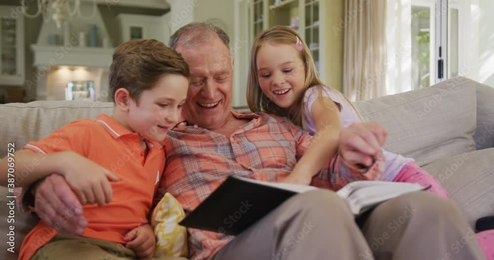 Senior Caucasian man with grandchildren Senior Caucasian man with grandchildren