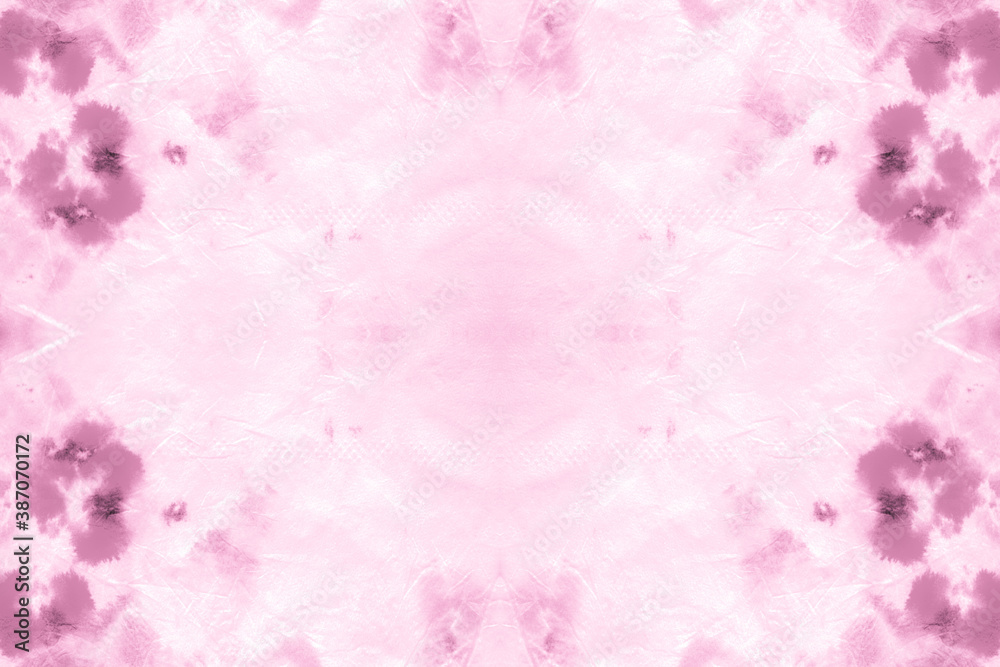Pink Seamless Shibori Batik Print. Ethnic 