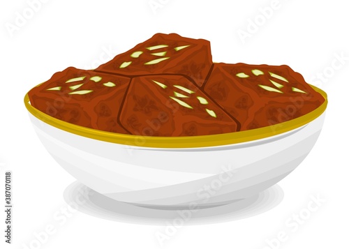 Barfi indian Sweet Dish Food Vector