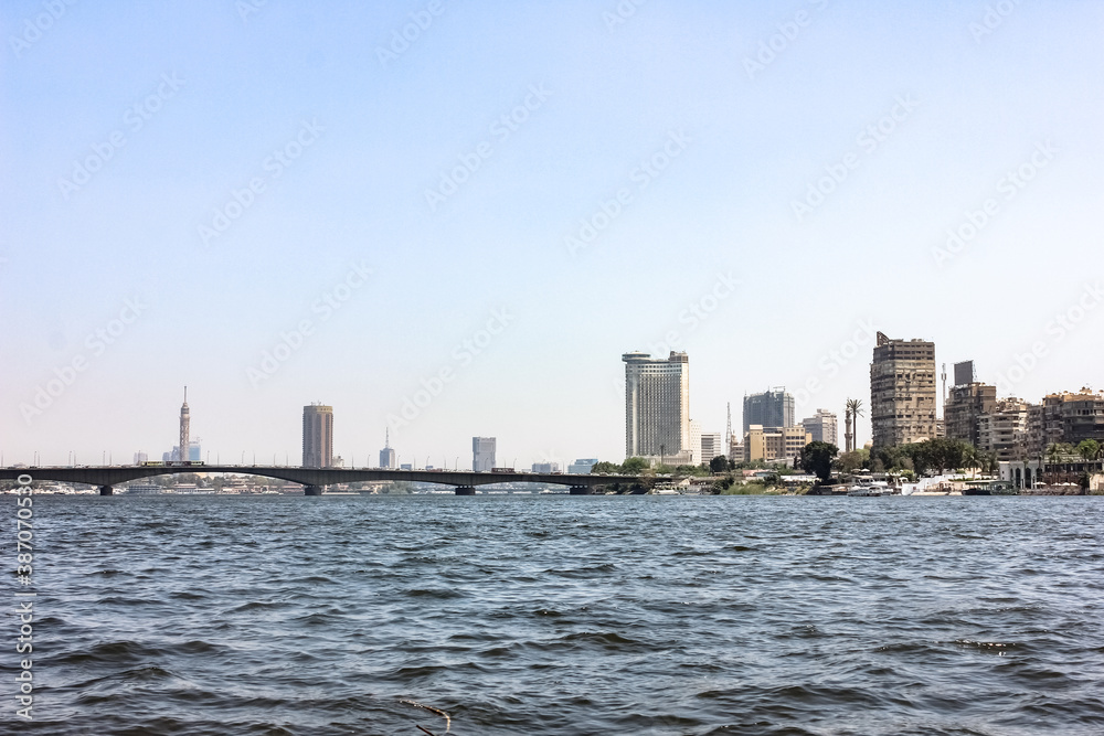 Egypt, Cairo - 05/05/2015: Walk around the city in the afternoon. Buildings and the Nile River.