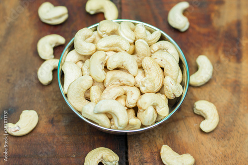 selective focus of cashew nuts  photo