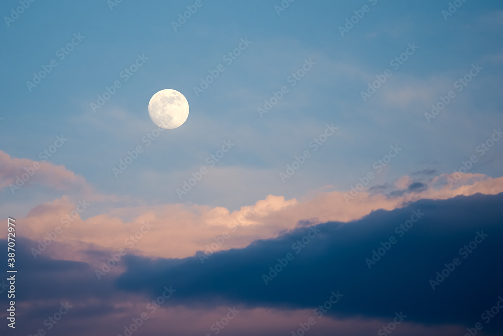 Full Moon with Clouds in Nighttime Moon in the Sky Full Moon with Clouds in Nighttime Moon in the Sky